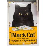 ANTIQUE ENAMEL SIGN "BLACK CAT" 36 X 24INS.