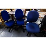 3 BLUE OFFICE CHAIRS