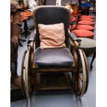 VICTORIAN MAHOG FRAME INVALIDS WHEEL CHAIR