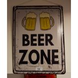 "BEER ZONE" METAL SIGN