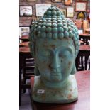 LARGE GREEN BUDDHA HEAD