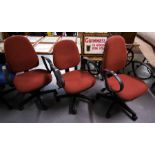 3 RED OFFICE CHAIRS