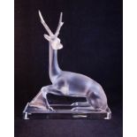 LALIQUE STAG DEER , CLEAR & FROSTED GLASS,