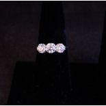 18K 3 STONE DIAMOND RING - 1.