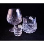 2 WATERFORD LISMORE TUMBLERS + 2 BRANDY,