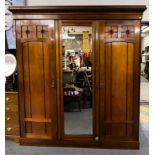 EDWARDIAN WALNUT 3 DOOR FITTED WARDROBE AF