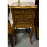 FRENCH MARBLE TOP BEDSIDE PEDESTAL