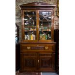 QUALITY CARVED WALNUT SECRETAIRE BOOKCASE