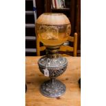 OIL LAMP WITH AMBER SHADE