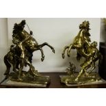 PAIR OF GILT BRONZED MARLEY HORSES 60CM HIGH .