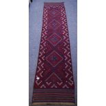 RED & BLUE WOOL RUG 265 X 56CM