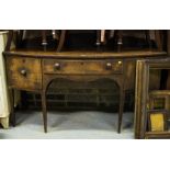 ANTIQUE INLAID BOW FRONT SIDEBOARD 69"L X 25"D X 42"H