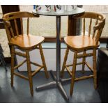 2 PINE HIGH STOOLS + TABLE