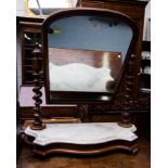 VICTORIAN MAHOGANY DRESSING TABLE MIRROR WITH MARBLE TOP