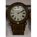 INLAID WALNUT DROP DIAL WALL CLOCK 28"H X 17"W