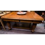 OAK CUT CORNER DINING TABLE 57"L X 42"W X 30"H + 15" LEAF