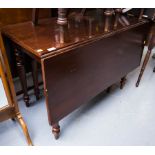 MAHOGANY DROP LEAF TABLE ON TURNED LEG