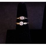 2X 18K GOLD + DIAMOND RINGS WITH DIAMOND