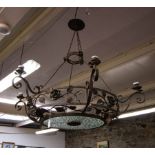 ANTIQUE WROUGHT IRON CENTRE LIGHT