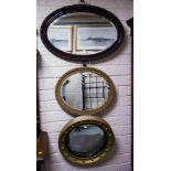 2 OVAL MIRRORS + ROUND GILT MIRROR