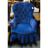 BLUE SHAPED BUTTON BACK CHAIR