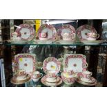 VICTORIAN PINK + WHITE PART TEA SET "OLD SEVRES"