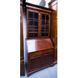 MAHOGANY SLOPE FRONT BUREAU BOOKCASE 38"L X 21"D X 82"H