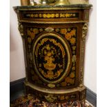 FRENCH BOW FRONT BRASS MOUNTED CORNER CABINET