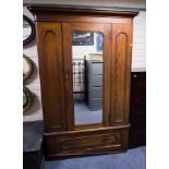 PITCH PINE MIRROR DOOR WARDROBE