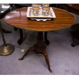 OVAL FLIP TOP OCCASIONAL TABLE ON TRIPOD FEET - AF