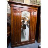 VICTORIAN MAHOGANY FITTED MIRROR DOOR WARDROBE