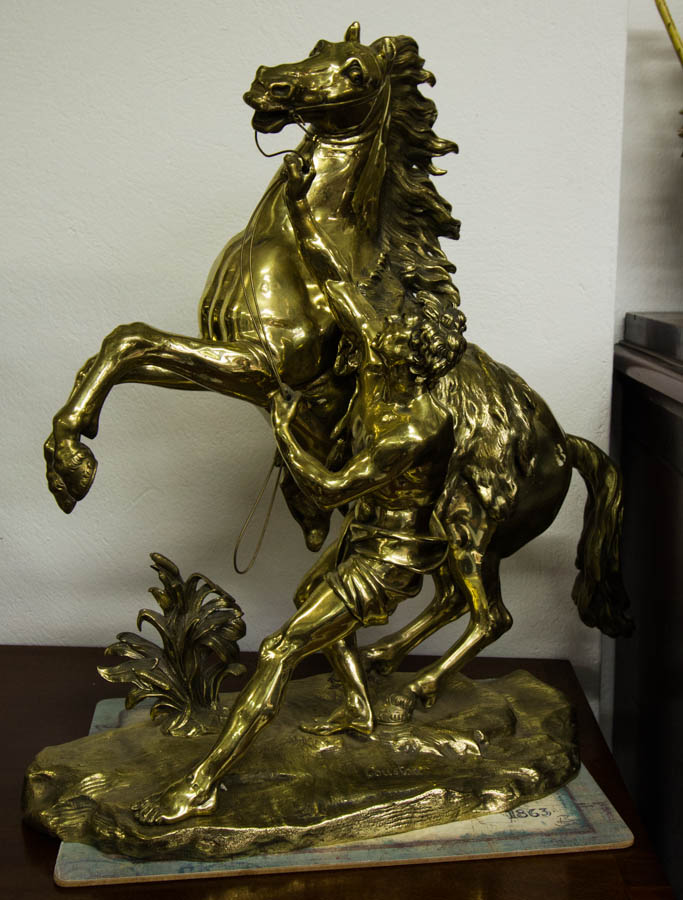 PAIR OF GILT BRONZED MARLEY HORSES 60CM HIGH . - Image 3 of 3