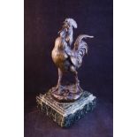 BRONZE COCKEREL ON BASE - SIGNED