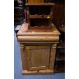 VICTORIAN PINE WASH STAND WITH LIFT TOP + WINE RACK