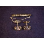 18K GOLD CUFFLINKS + TIE PIN -