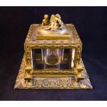 BRONZE + SILVER GILT INKWELL