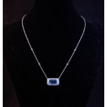 18K WHITE GOLD + DIAMOND CHAIN WITH BLUE TOPAZ PENDANT