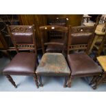 3 CARVED BACK DINING CHAIRS + 1 CHAIR AF