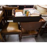 MAHOGANY CHAIR, DROP LEAF TROLLEY,