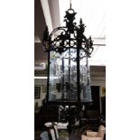 LARGE HEAVY BRASS HALL LANTERN - AF