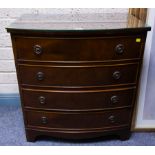 4 DRAWER BOW FRONT CHEST WITH GLASS TOP
