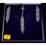 18K WHITE GOLD PENDANT + CHAIN + MATCHING EARRINGS