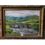 MARSHALL HUDSON RHA 1903-2001 OIL ON BOARD "BRIDGE NEAR GLENBEIGH" 16" X 20"