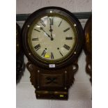 19TH CENTURY INLAID ROSEWOOD DROP DIAL WALL CLOCK 24"H X 18"W