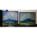 WATERCOLOUR OF CATHERINE ST + MOUNTAIN SCENE + 2 PAUL HENRY PRINTS