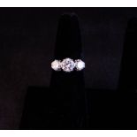 EDWARDIAN 3 STONE DIAMOND RING - 2CT DIAMOND TOTAL