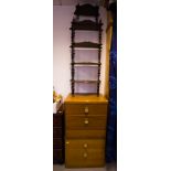 PAIR OF BEDSIDE CHESTS + 5 TIER WHATNOT