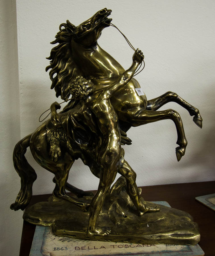 PAIR OF GILT BRONZED MARLEY HORSES 60CM HIGH . - Image 2 of 3