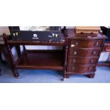 4 DRAWER CHEST + 2 TIER MAHOGANY TROLLEY