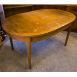 TEAK SHAPED TOP DINING TABLE WITH LEAF